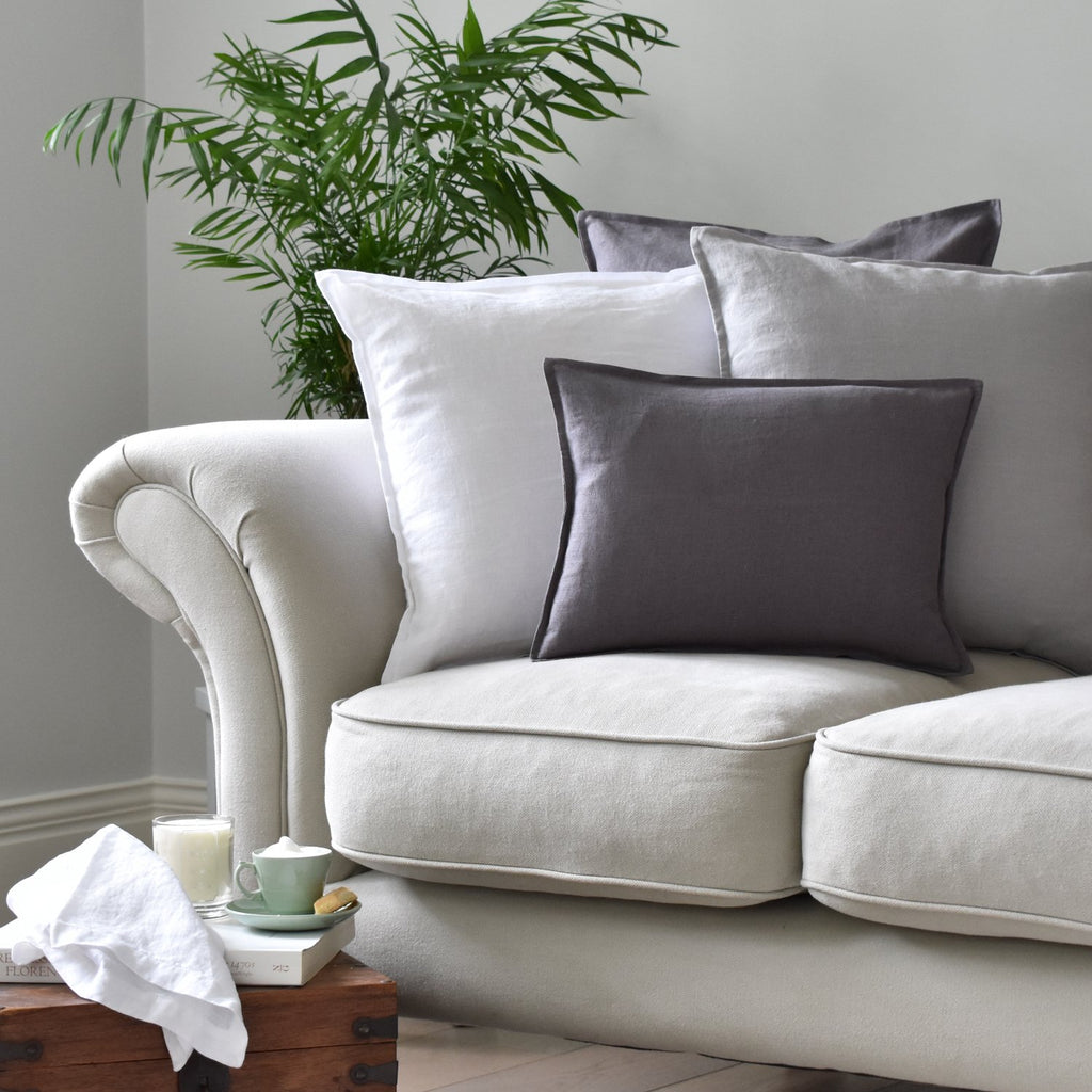 Small Dark Grey Linen Cushion