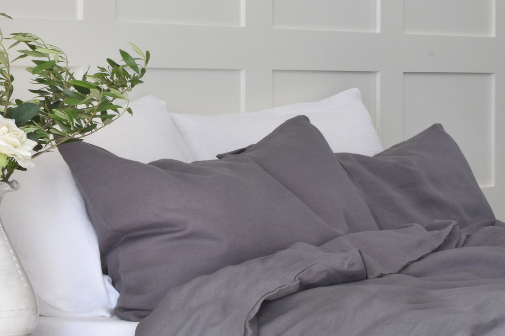 Charcoal Secret Grey Linen Pillowcase