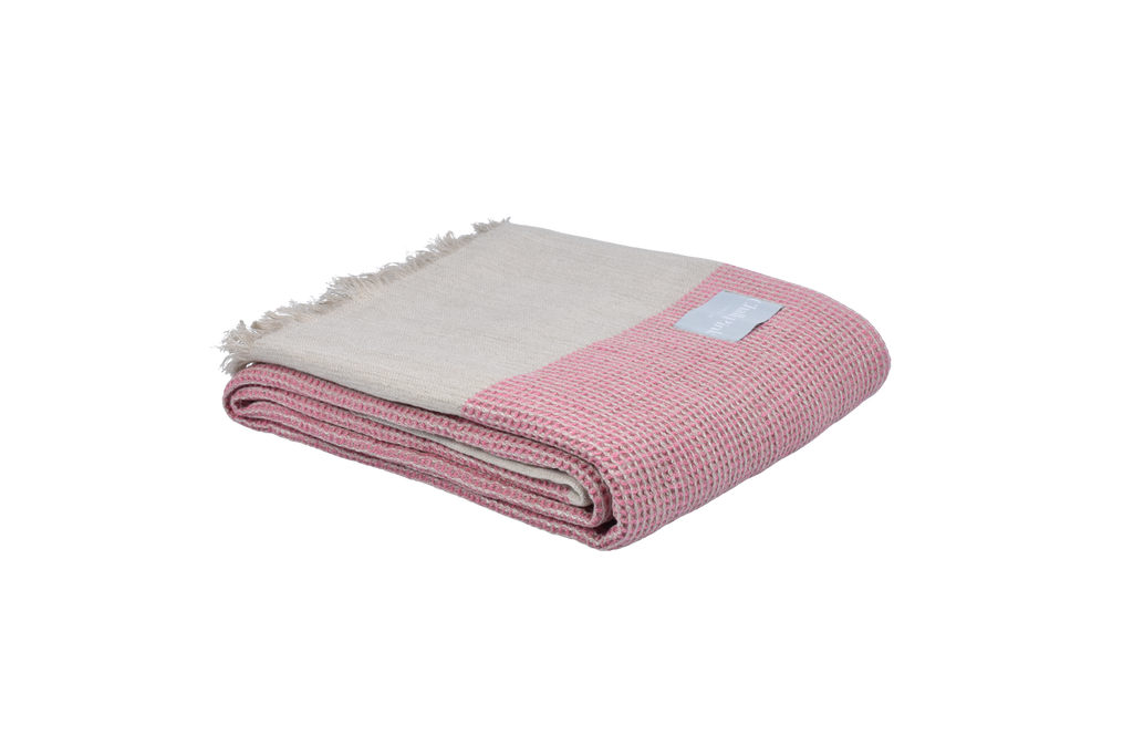 Pink Linen Woven Throw Folded as a cut out