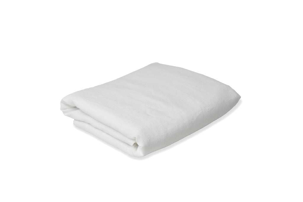 White Fitted Sheet in Washed Linen