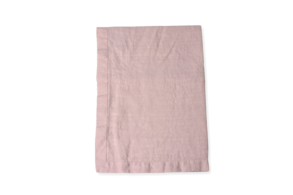 Flat Lay of Blush Pink Linen Tablecloth