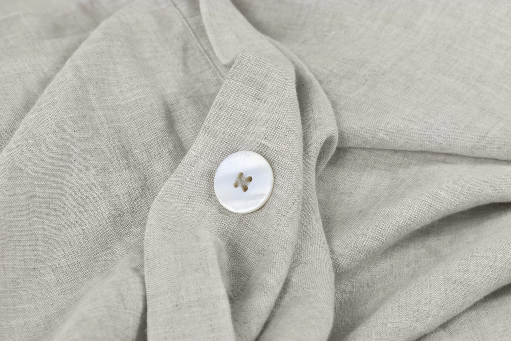 Natural Linen Duvet Cover with Pearl Button