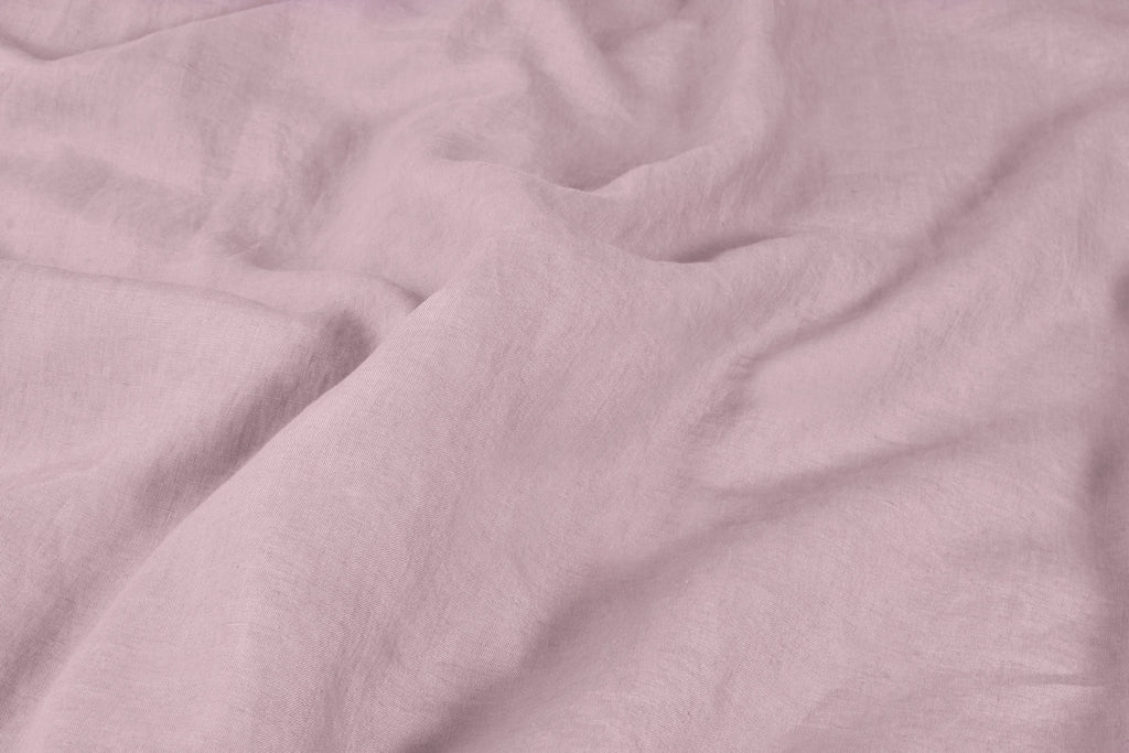 Vintage Rose Pink Linen Duvet Cover Close up of Fabric