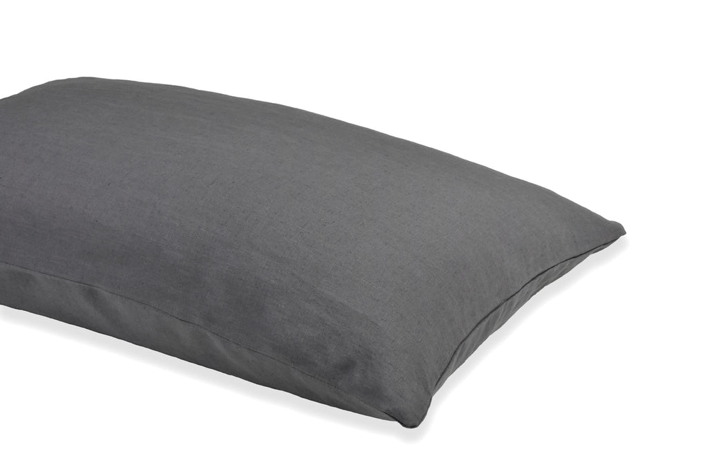 Dark Grey 100% Linen Pillowcase