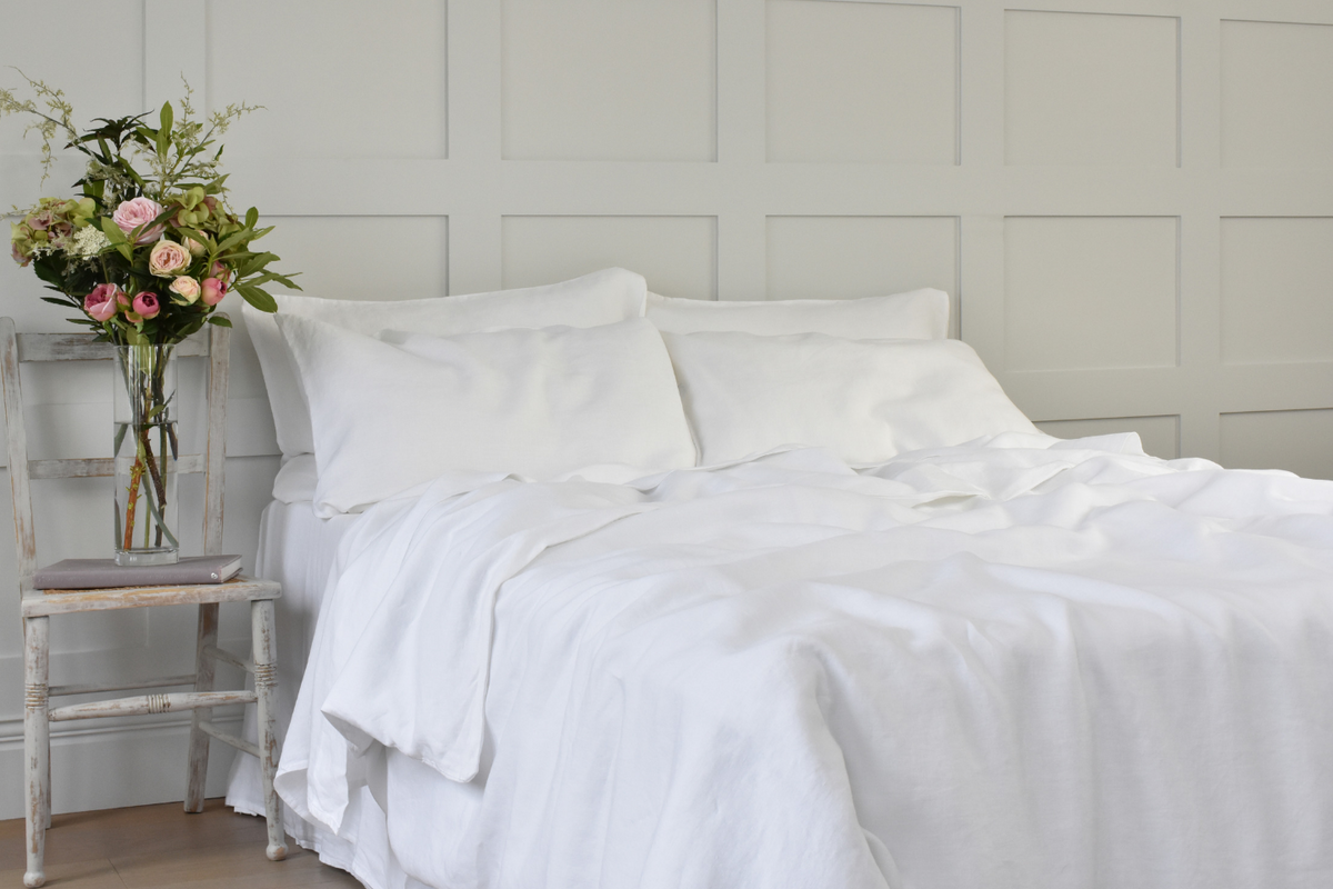 Still White Linen Bedding White Linen Duvet Covers and Pillowcases Chalk Pink Linen Company