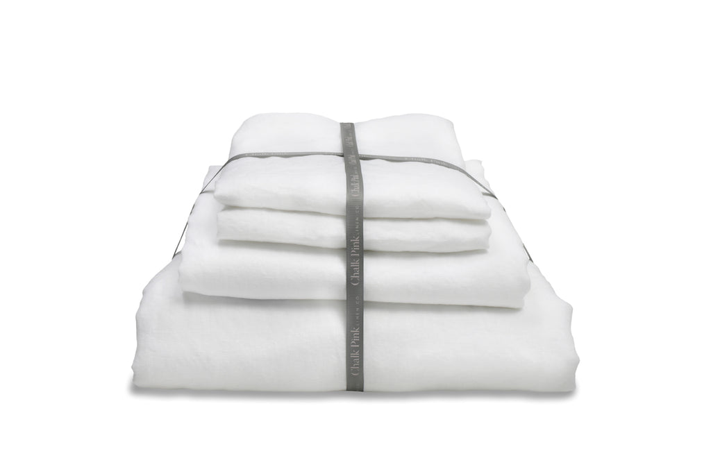 White Linen Duvet Cover with White Linen Sheet