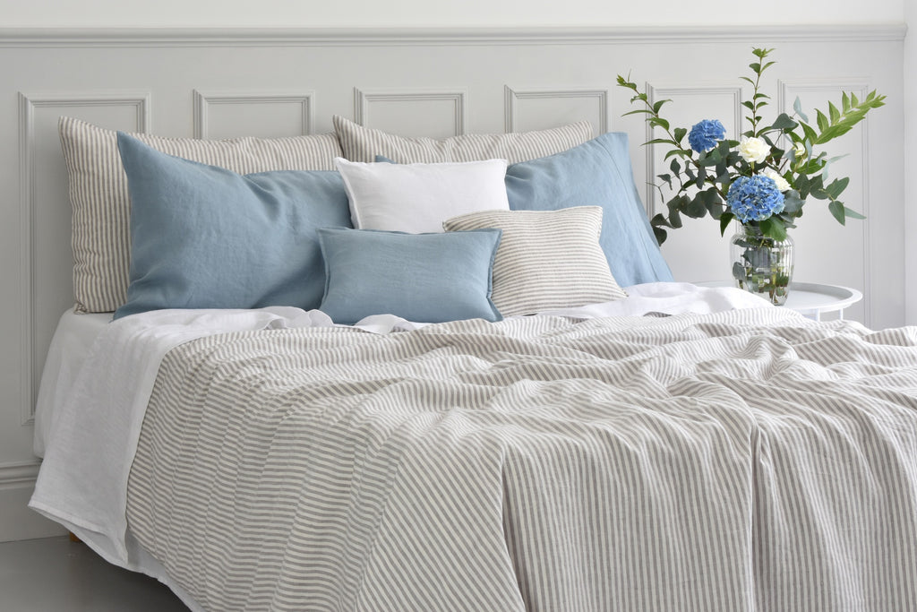 Stripe Ticking Linen Bedding