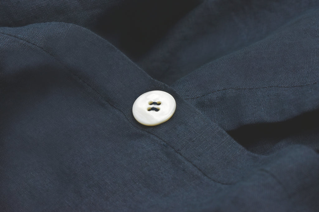Dark Blue Linen Cover with Button Closure