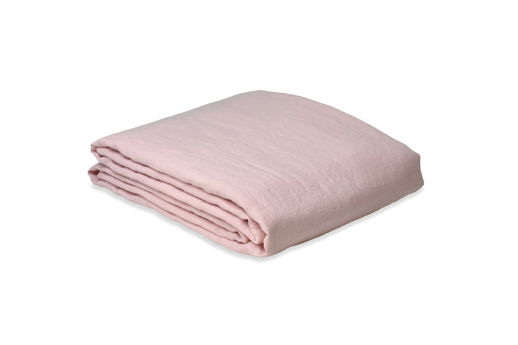 Pink Linen Duvet Cover Folded on a sheet