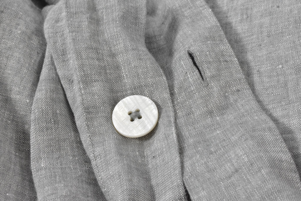 Light Grey Linen Bedding with a Pearl Button