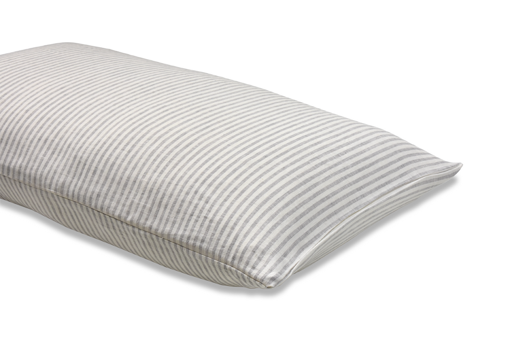 Ticking Stripe Linen Pillowcase on a white background