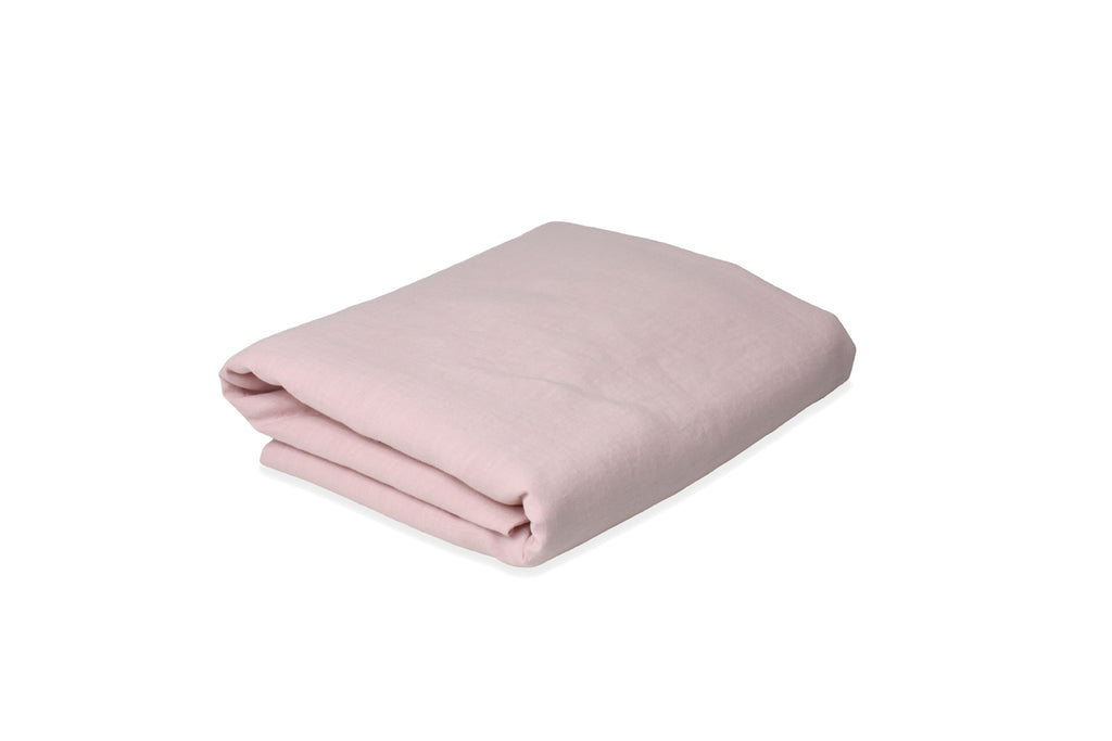 Folded Chalk Pink Linen Sheet UK