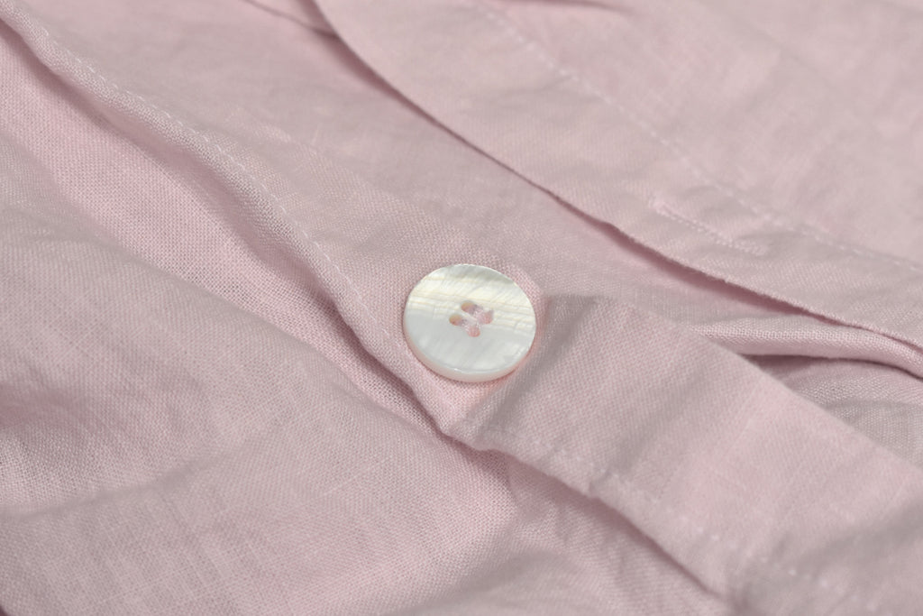 Pink Linen Duvet with a Pearl Button closure