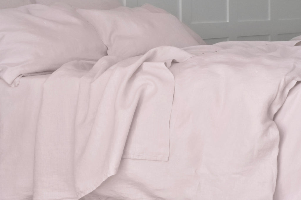 Pure Linen Flat Sheet in Blush Pink