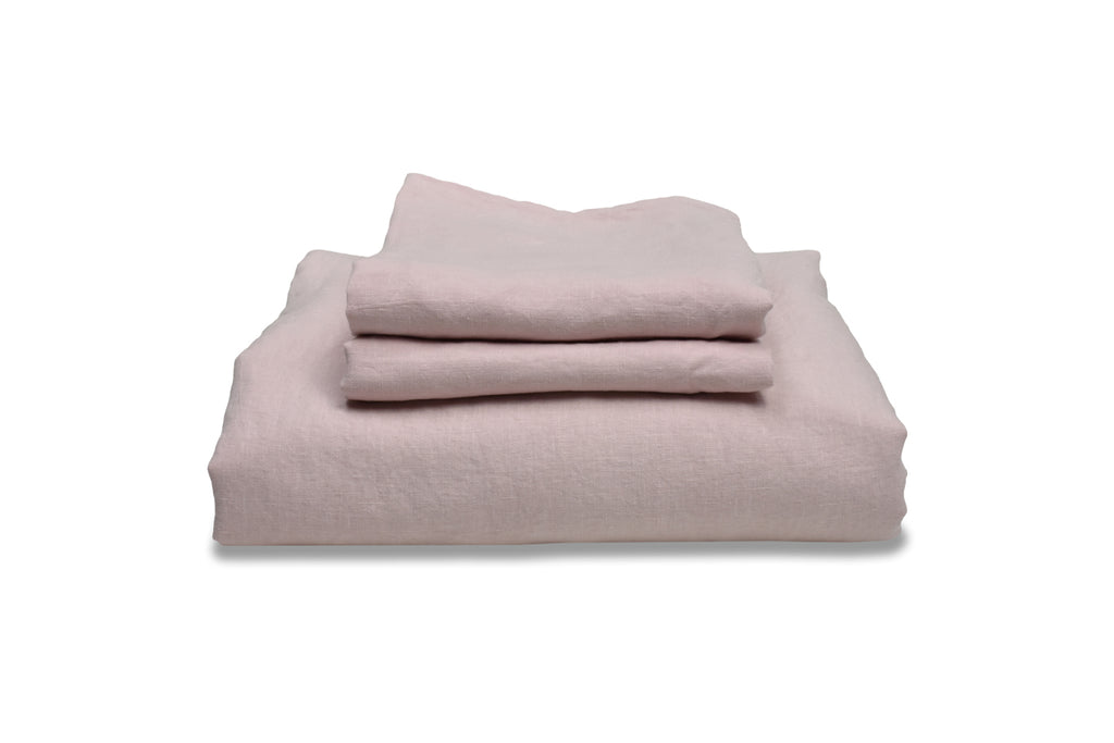 Folded Chalk Pink Linen Bedding Set UK