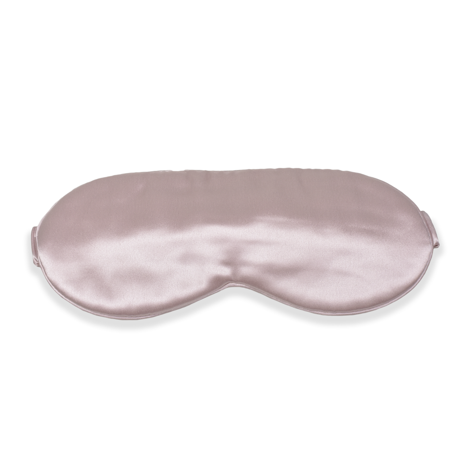 Blush Pink Eye Mask made from Pure Silk on a White Background