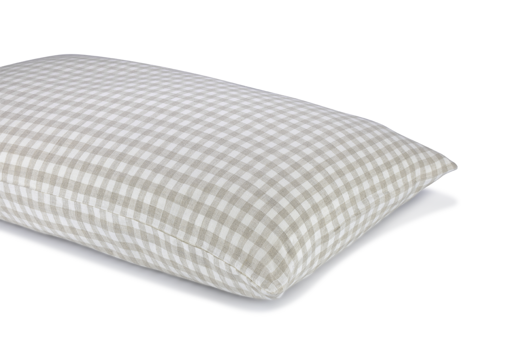 Natural Flax Gingham Pure Linen Pillowcase