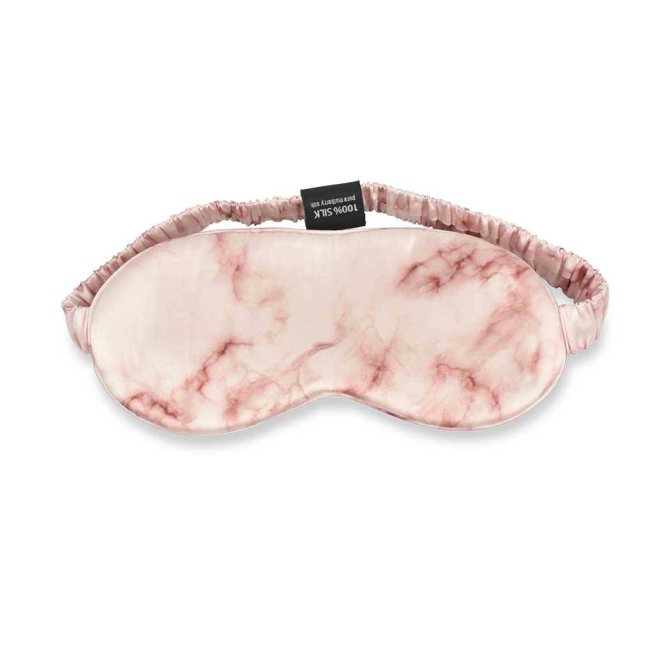 Pink Marble Silk Sleep Eye Mask with Elastic Headband