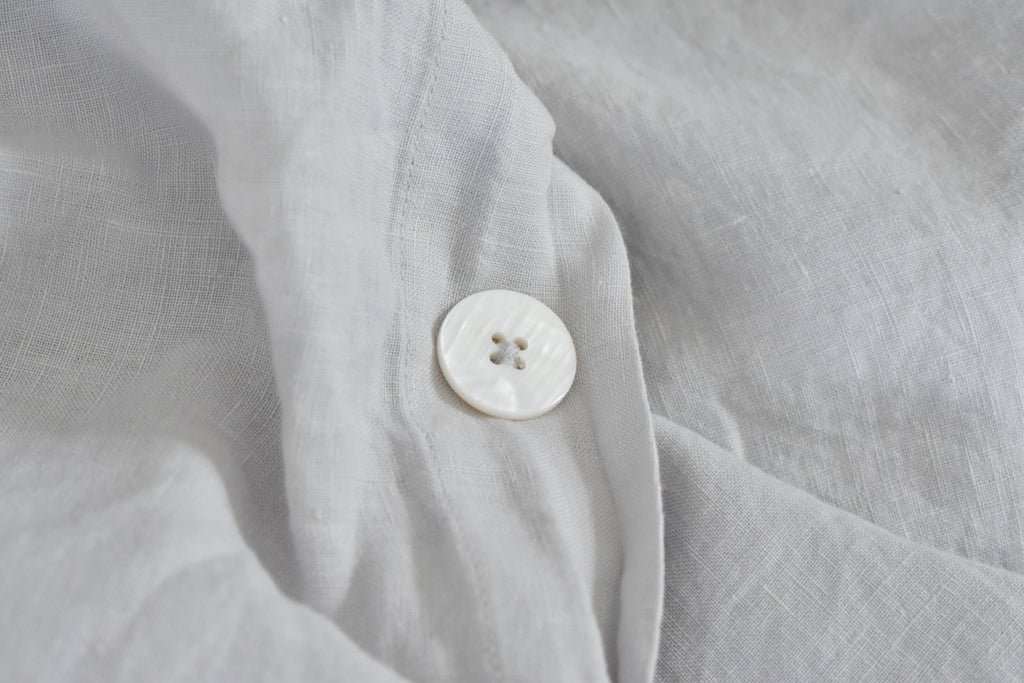 Sea Mist Grey Linen with Pearl Button