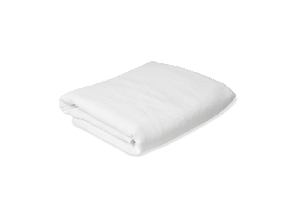 White Fitted Sheet in Washed Linen