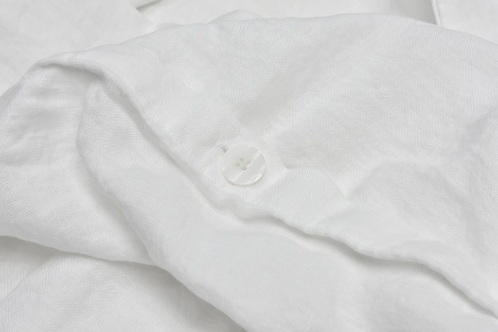 White Linen Duvet Cover with Button Closure