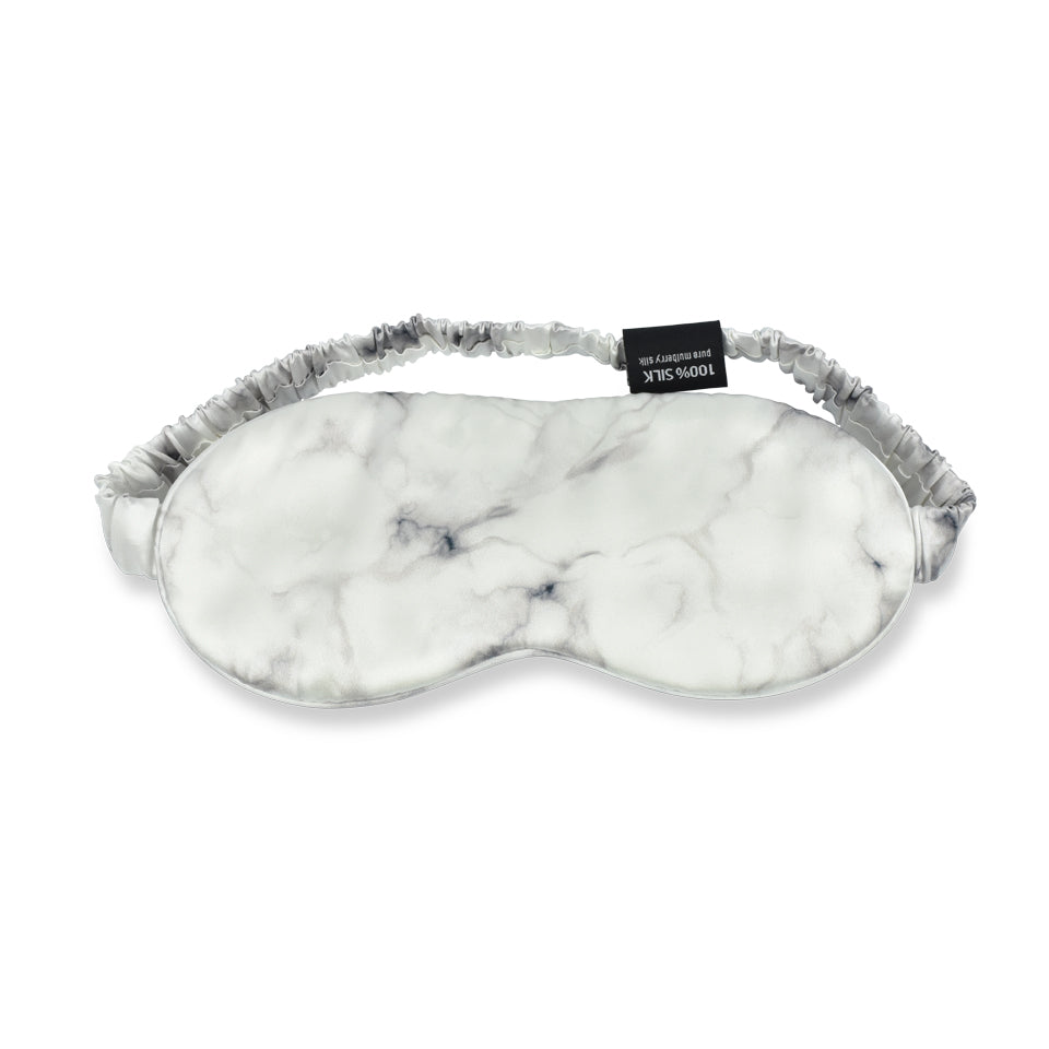 White Marble Silk Sleep Mask with Elastic Headband