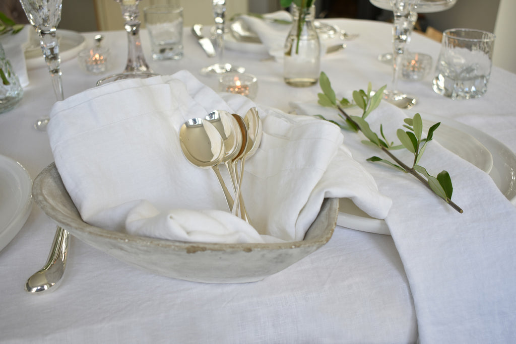 White Linen Napkins with Pure Linen Tablecloth