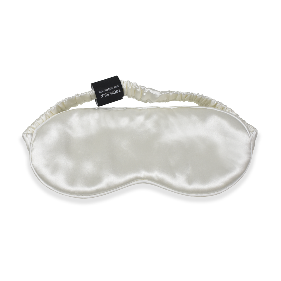 White Silk Sleep Mask with Elastic Headband